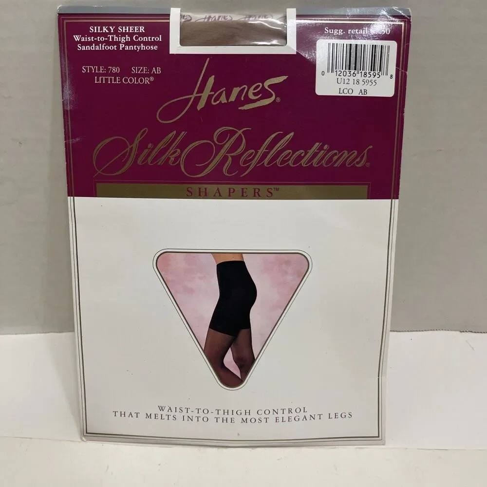 Hanes Silk Reflections Panty Hose Size AB Sandlefoot Silky Sheer Shapers